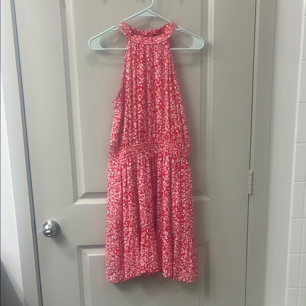 Red Midi Sundress with Halter Neckline for Casual Wear